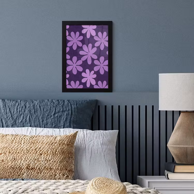 Poster met lijst - Paars - Botanisch - Bloemen - Retro - Patroon — 4