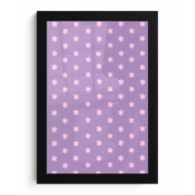 Poster met lijst - Paars - Roze - Sterren - Geometrisch - Patroon — 1