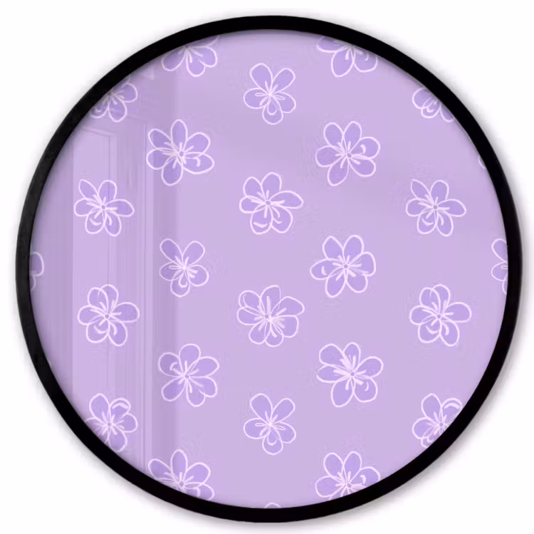 Ronde fotolijst - Lila - Botanisch - Bloemen - Handgetekend - Patroon — 1