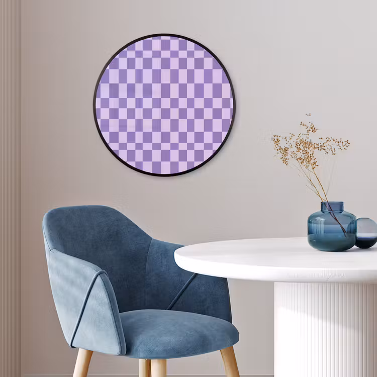 Ronde fotolijst - Paars - Geometrisch - Dambord - Blokken - Patroon — 4