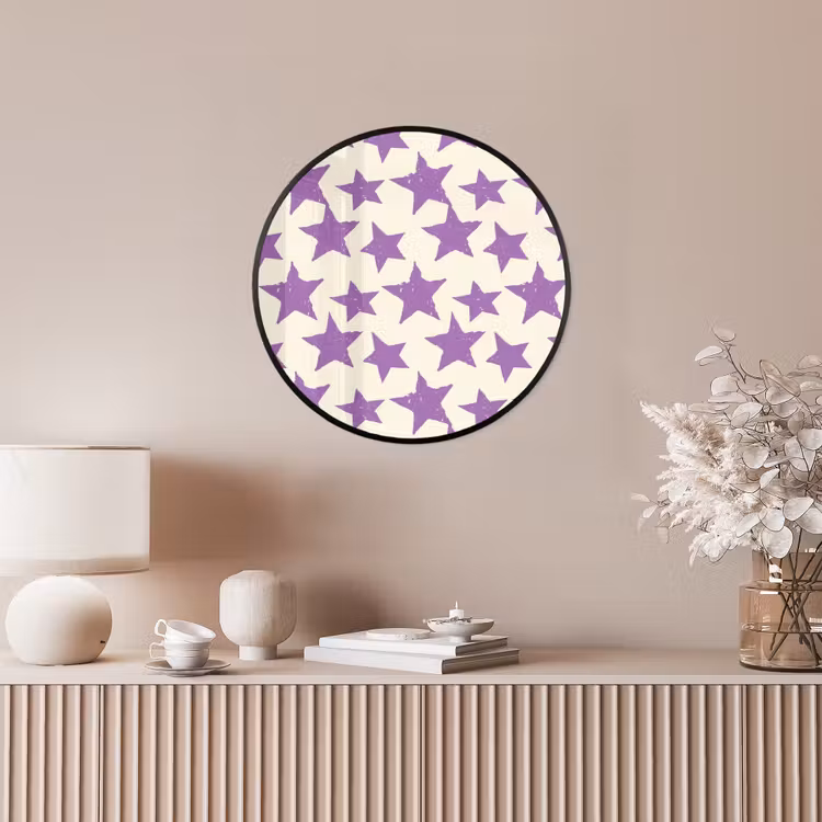 Ronde fotolijst - Paars - Geometrisch - Sterren - Stempel - Patroon — 5