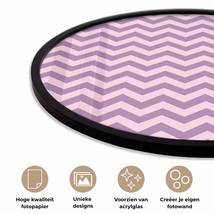 Ronde fotolijst - Paars - Roze - Geometrisch - Chevron - Zigzag - Patroon — 2