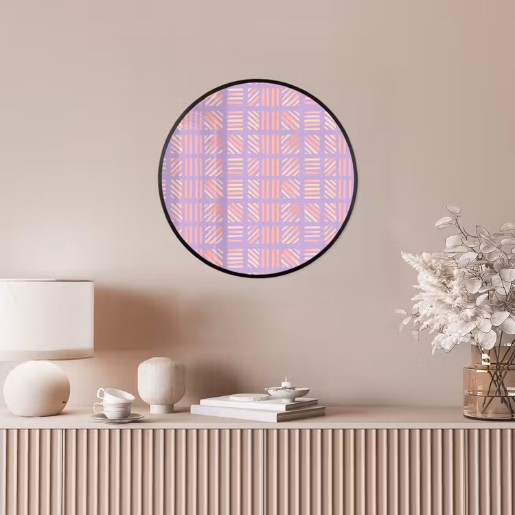 Ronde fotolijst - Paars - Roze - Geometrisch - Strepen - Blokken - Patroon — 5