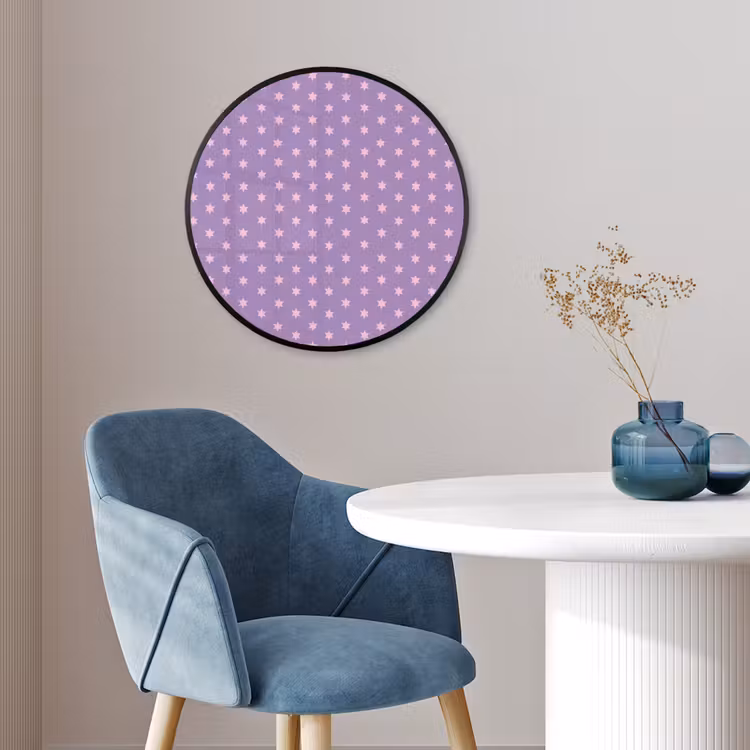 Ronde fotolijst - Paars - Roze - Sterren - Geometrisch - Patroon — 4