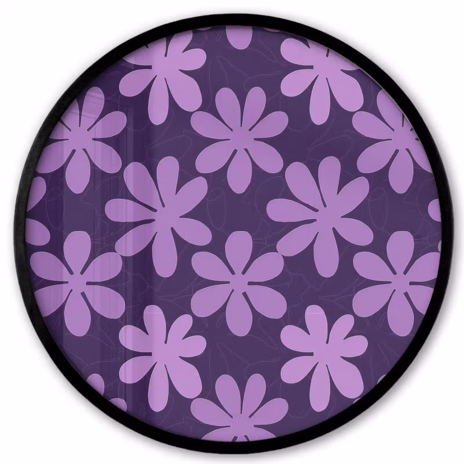 Ronde fotolijst - Paars - Botanisch - Bloemen - Retro - Patroon — 1