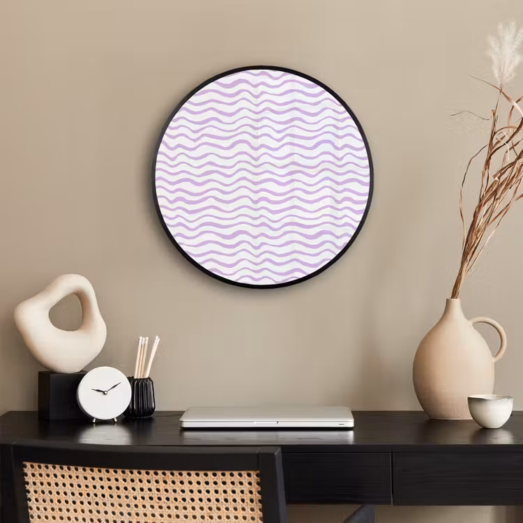 Ronde fotolijst - Lila - Geometrisch - Golfjes - Lijnen - Patroon — 3