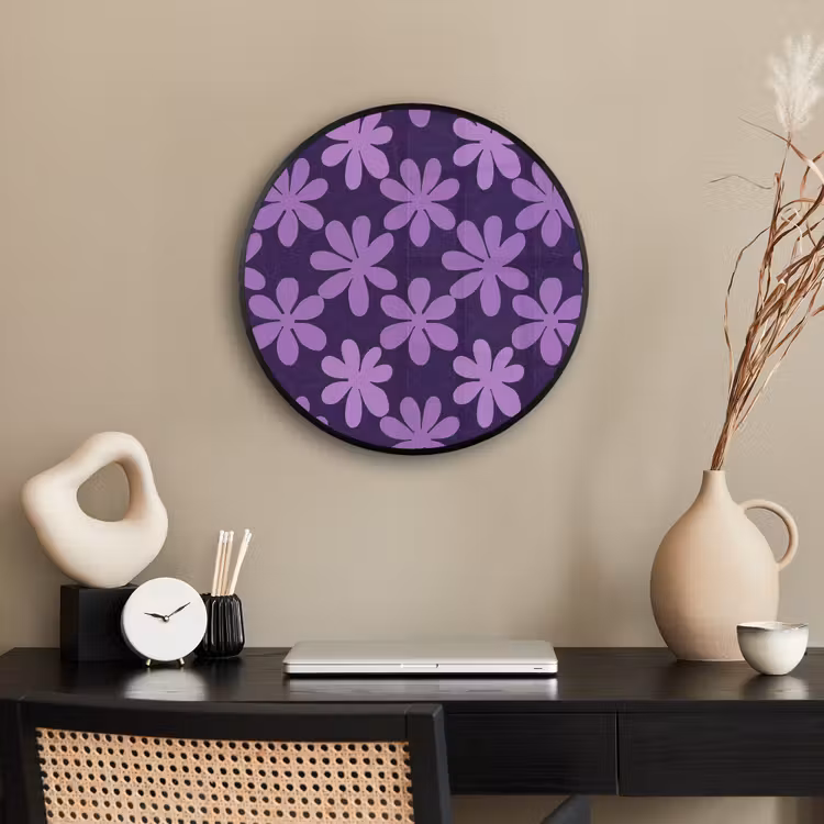 Ronde fotolijst - Paars - Botanisch - Bloemen - Retro - Patroon — 3