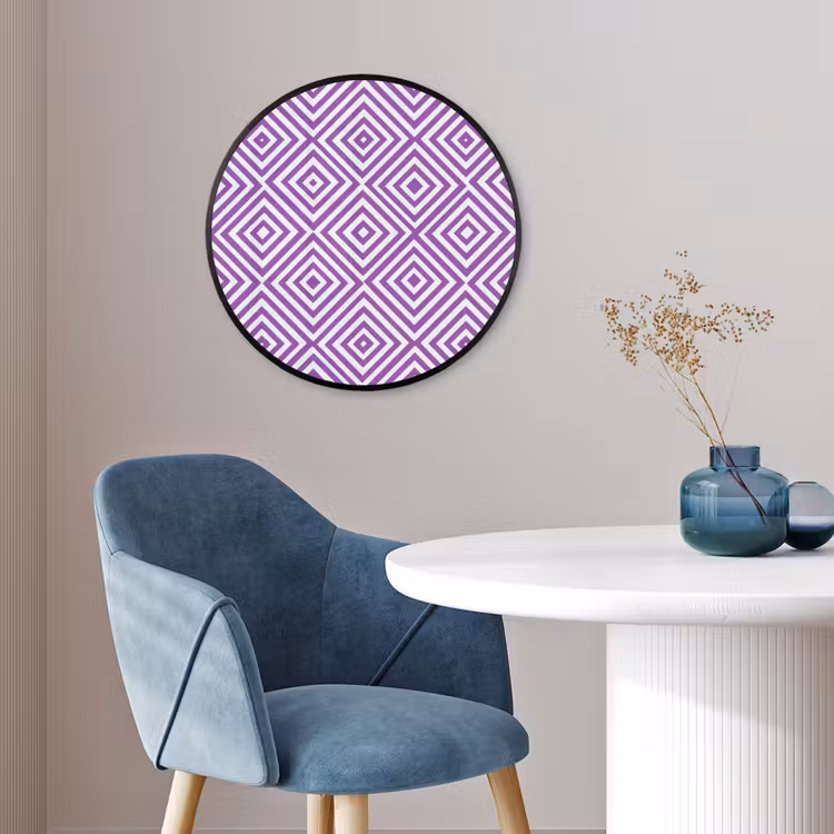 Ronde fotolijst - Paars - Geometrisch - Ruiten - Concentrisch - Patroon — 4