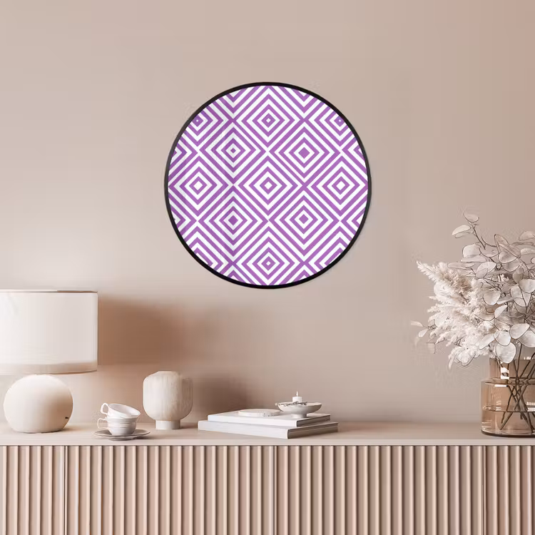 Ronde fotolijst - Paars - Geometrisch - Ruiten - Concentrisch - Patroon — 5