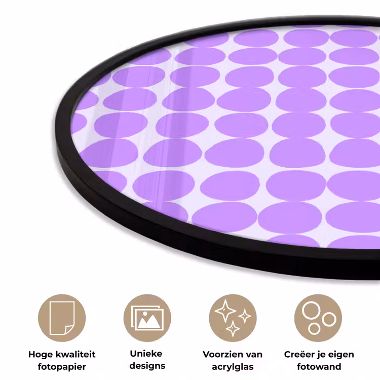 Ronde fotolijst - Paars - Geometrisch - Stippen - Polka Dot - Patroon — 2