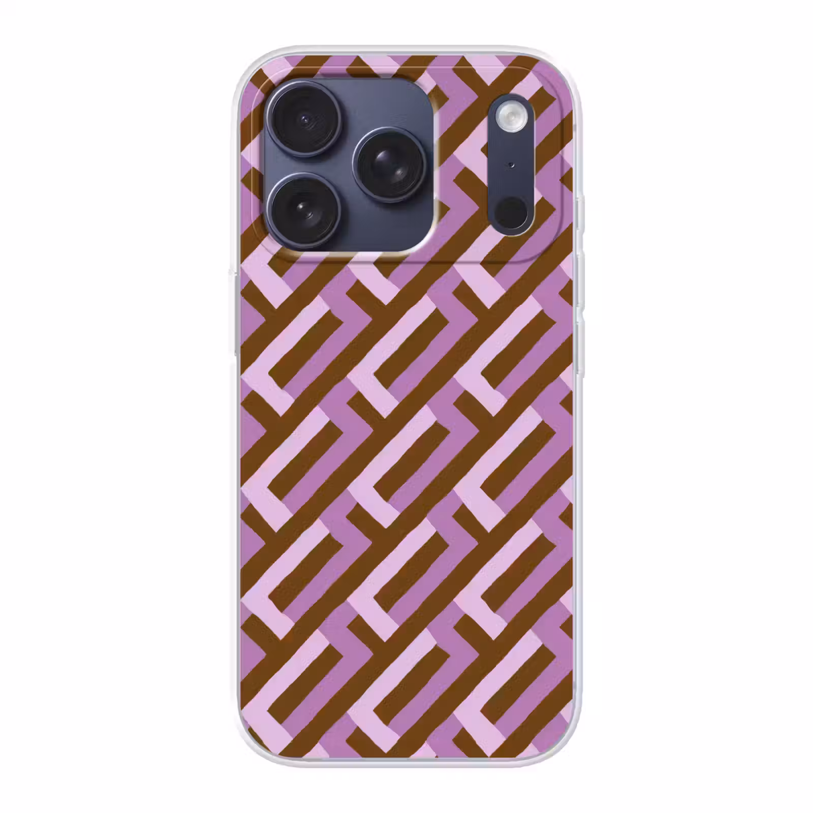 Telefoonhoesje - Bruin - Roze - Geometrisch - Meander - Patroon — 1