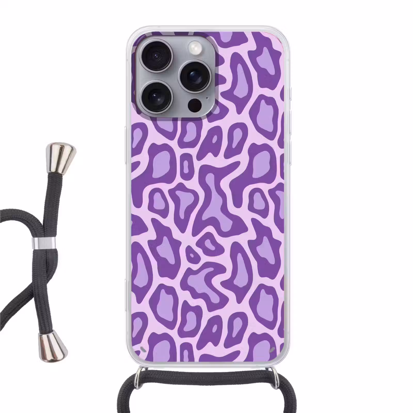 Telefoonhoesje met koord - Paars - Abstract - Luipaard - Vlekken - Groovy - Patroon — 1