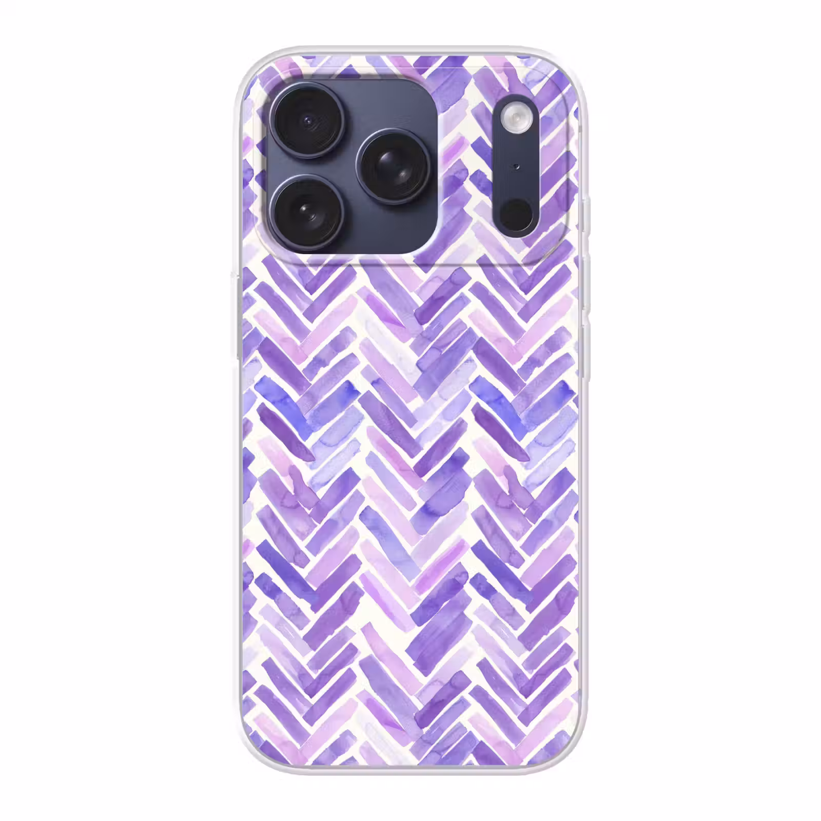 Telefoonhoesje - Paars - Visgraat - Aquarel - Penseelstreken - Patroon — 1