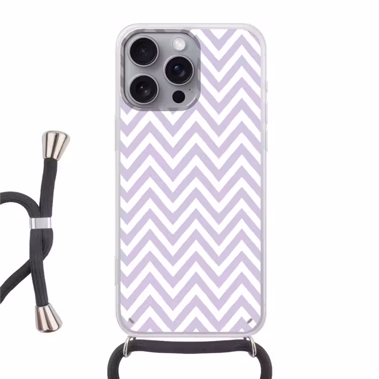 Telefoonhoesje met koord - Lila - Geometrisch - Chevron - Zigzag - Patroon — 1
