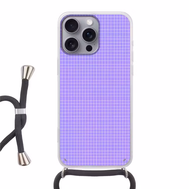 Telefoonhoesje met koord - Paars - Geometrisch - Raster - Minimalistisch - Patroon — 1