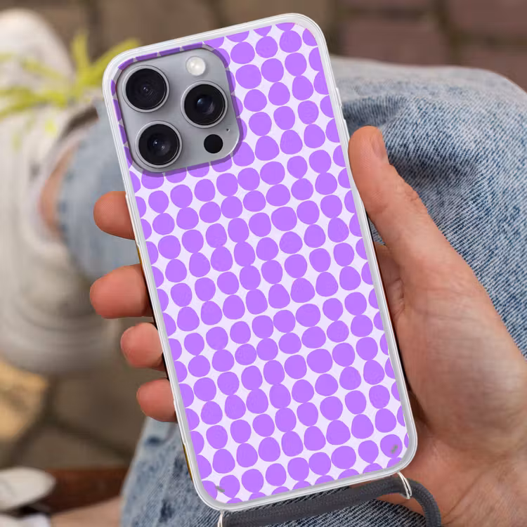 Telefoonhoesje met koord - Paars - Geometrisch - Stippen - Polka Dot - Patroon — 2