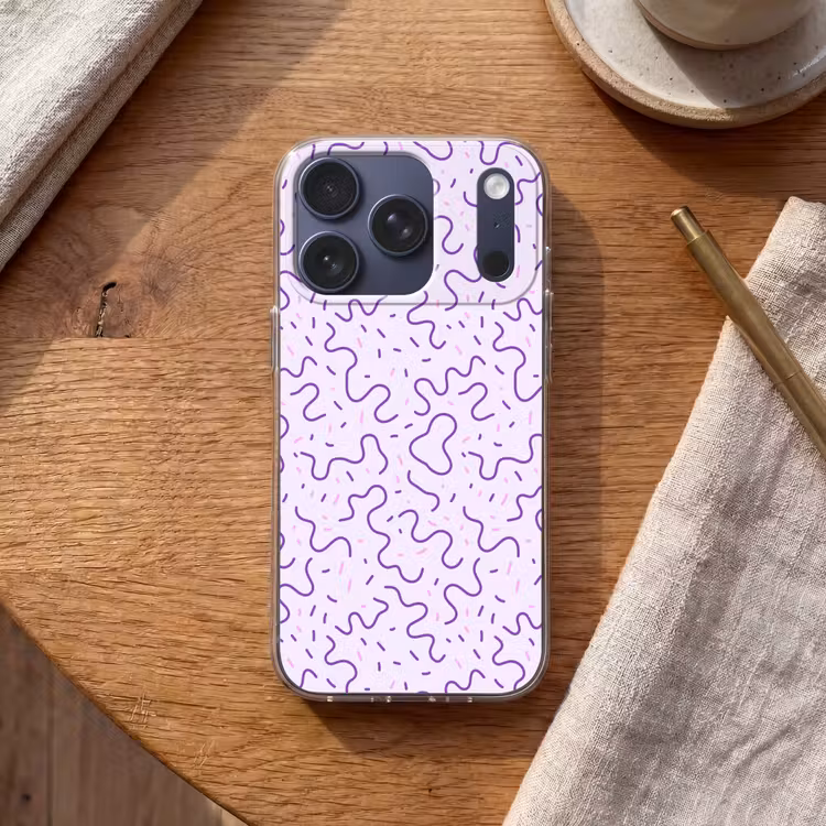 Telefoonhoesje - Paars - Abstract - Memphis - Retro - Spikkels - Patroon — 2