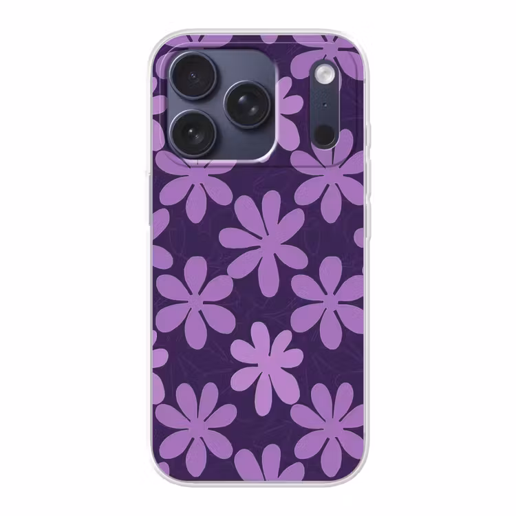 Telefoonhoesje - Paars - Botanisch - Bloemen - Retro - Patroon — 1