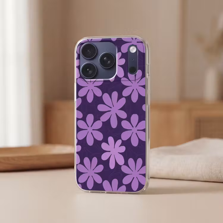 Telefoonhoesje - Paars - Botanisch - Bloemen - Retro - Patroon — 3