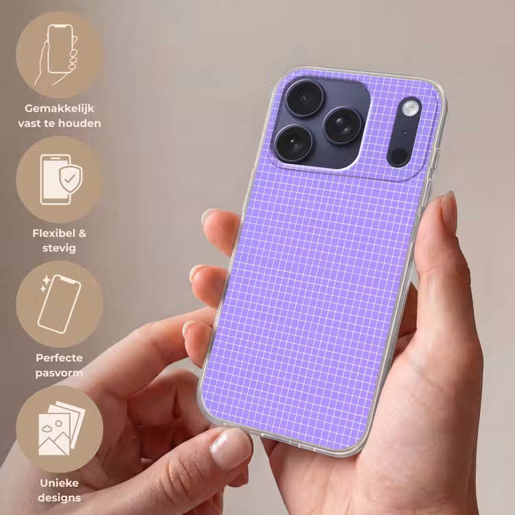 Telefoonhoesje - Paars - Geometrisch - Raster - Minimalistisch - Patroon — 4