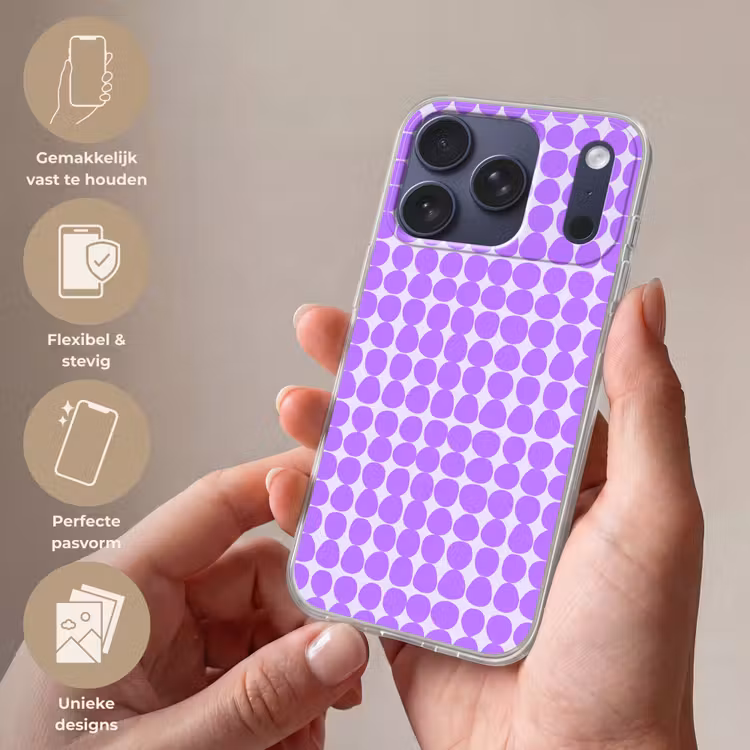 Telefoonhoesje - Paars - Geometrisch - Stippen - Polka Dot - Patroon — 4