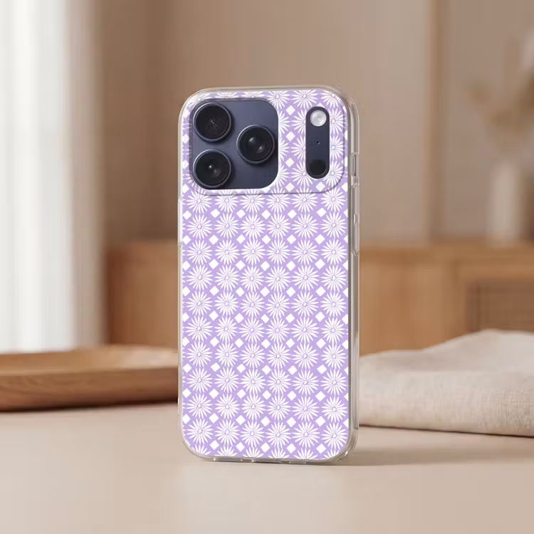 Telefoonhoesje - Lila - Botanisch - Bloemen - Margrieten - Patroon — 3
