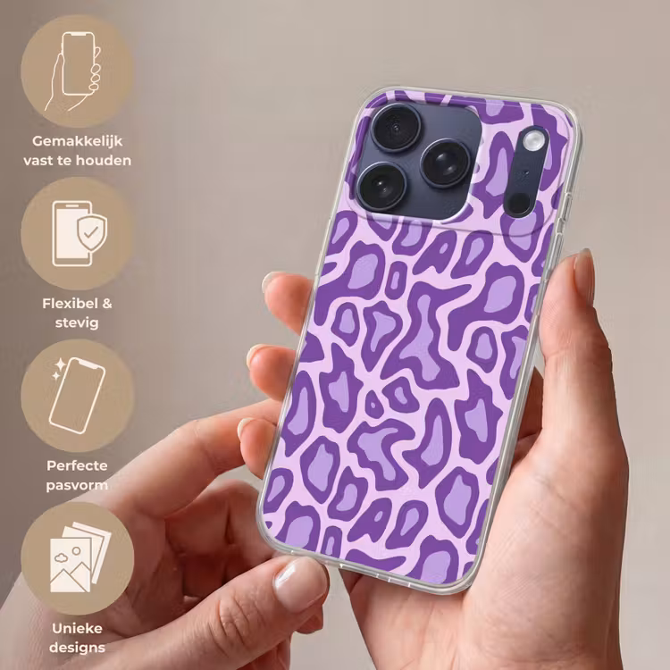 Telefoonhoesje - Paars - Abstract - Luipaard - Vlekken - Groovy - Patroon — 4