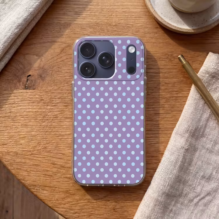 Telefoonhoesje - Paars - Blauw - Geometrisch - Stippen - Polka Dot - Patroon — 2