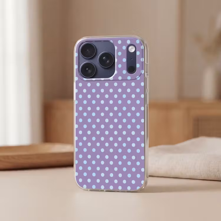 Telefoonhoesje - Paars - Blauw - Geometrisch - Stippen - Polka Dot - Patroon — 3