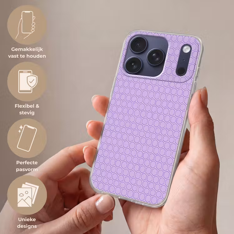 Telefoonhoesje - Paars - Geometrisch - Honeycomb - Bijenraat - Patroon — 4
