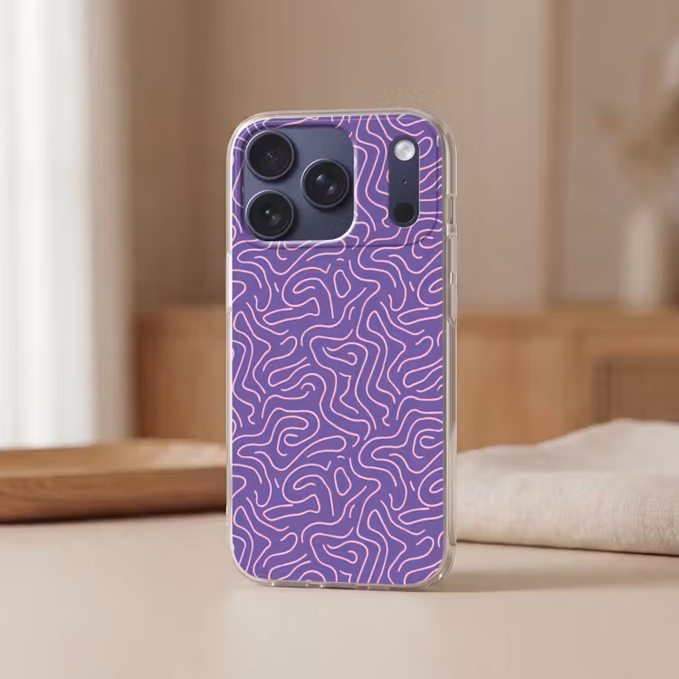 Telefoonhoesje - Paars - Roze - Abstract - Lijnen - Doolhof - Patroon — 3