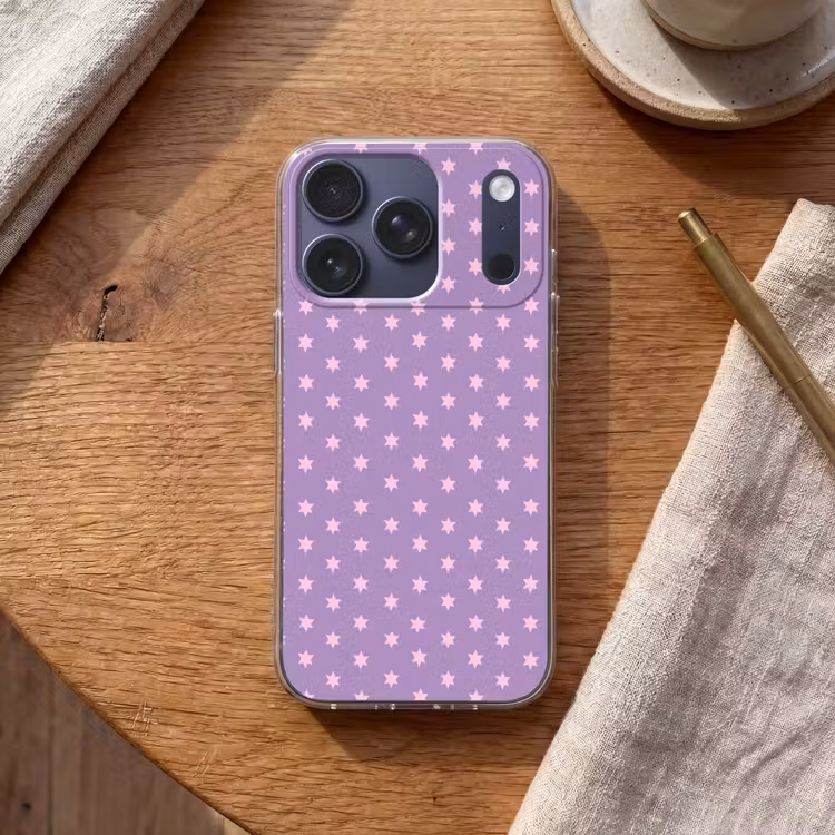 Telefoonhoesje - Paars - Roze - Sterren - Geometrisch - Patroon — 2