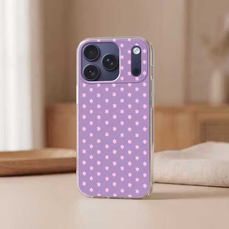 Telefoonhoesje - Paars - Roze - Sterren - Geometrisch - Patroon — 3