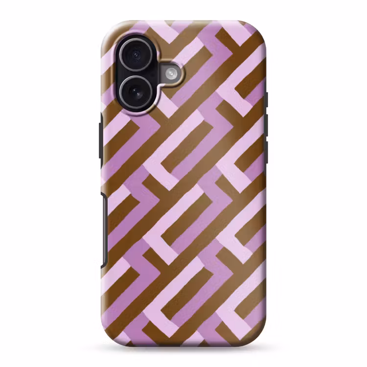 Telefoonhoesje Toughcase - Bruin - Roze - Geometrisch - Meander - Patroon — 1
