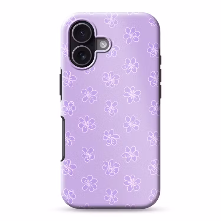 Telefoonhoesje Toughcase - Lila - Botanisch - Bloemen - Handgetekend - Patroon — 1