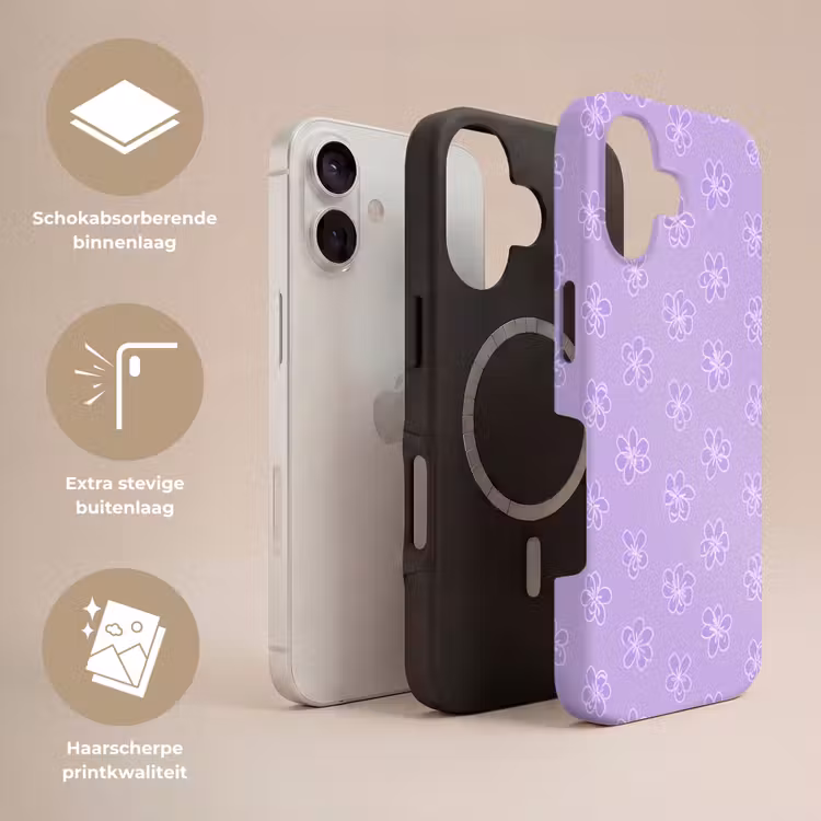 Telefoonhoesje Toughcase - Lila - Botanisch - Bloemen - Handgetekend - Patroon — 3