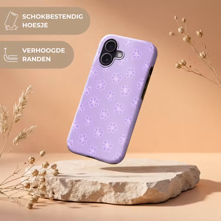 Telefoonhoesje Toughcase - Lila - Botanisch - Bloemen - Handgetekend - Patroon — 5