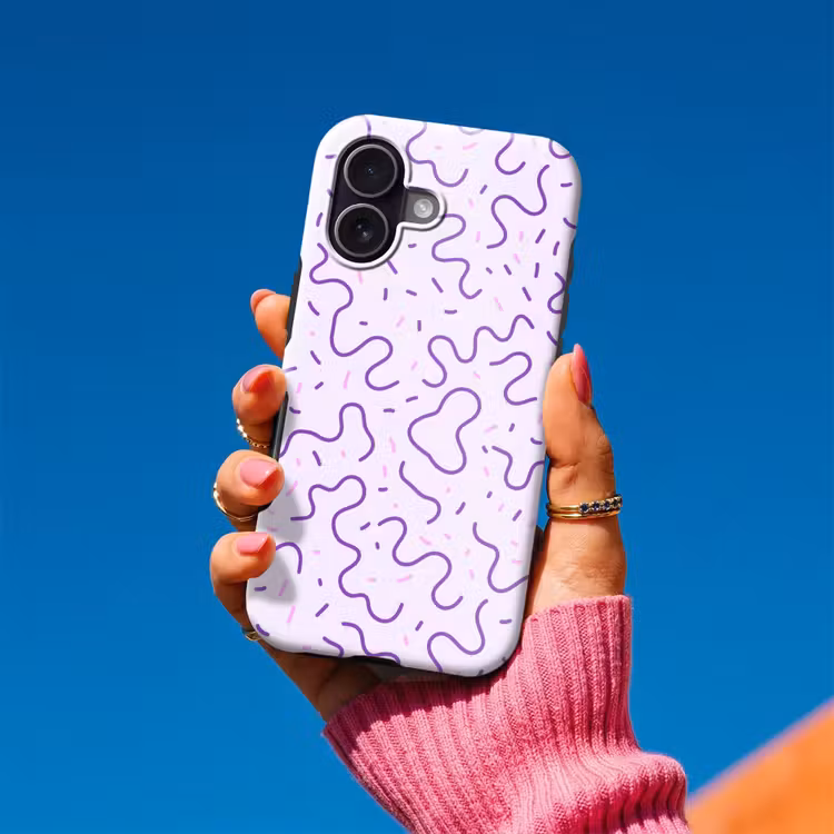 Telefoonhoesje Toughcase - Paars - Abstract - Memphis - Retro - Spikkels - Patroon — 2