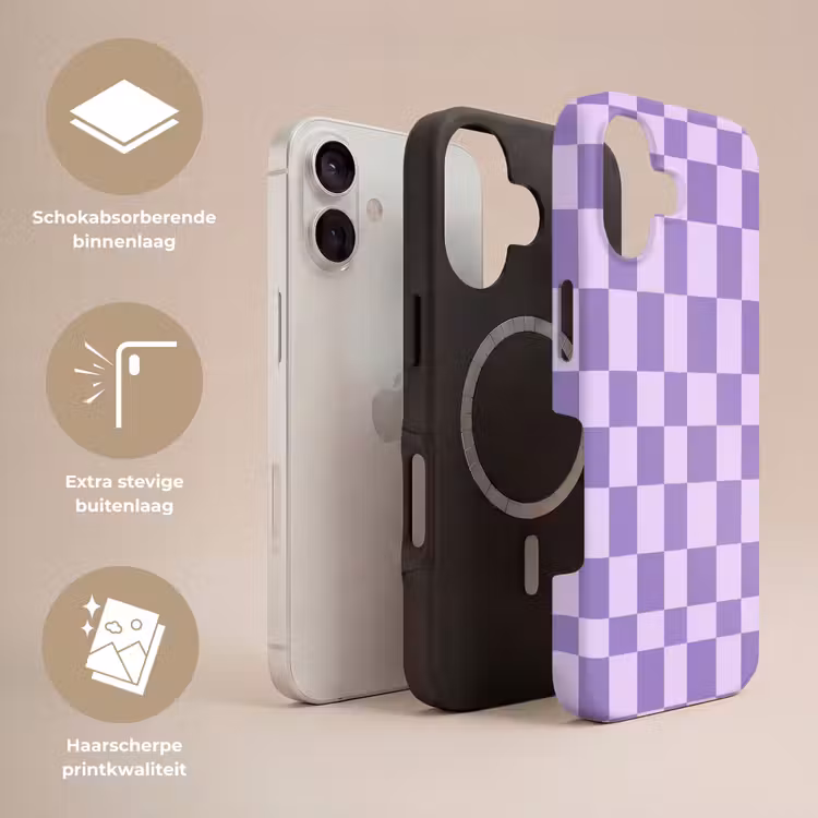 Telefoonhoesje Toughcase - Paars - Geometrisch - Dambord - Blokken - Patroon — 3