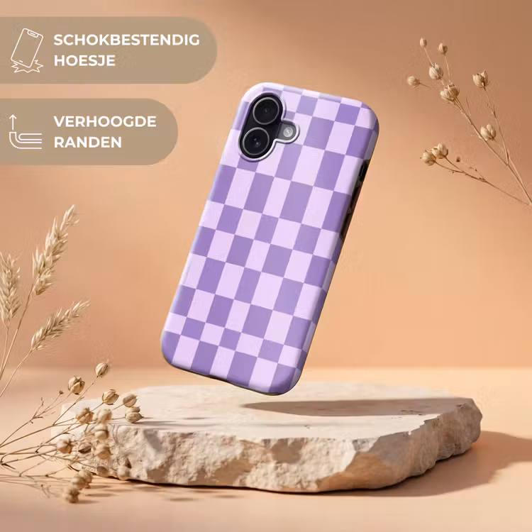 Telefoonhoesje Toughcase - Paars - Geometrisch - Dambord - Blokken - Patroon — 5