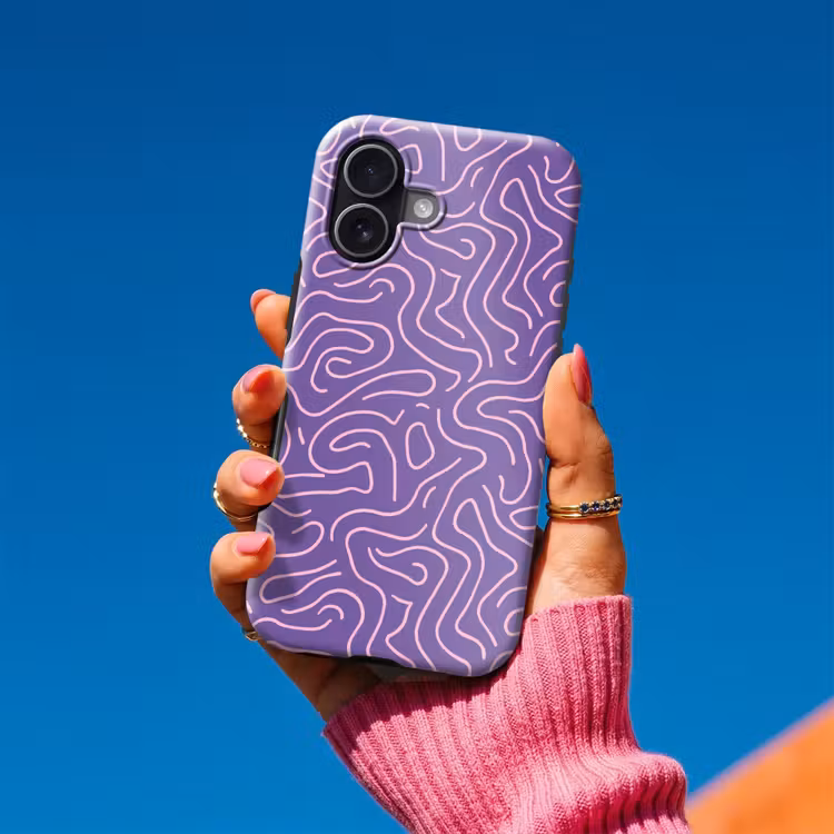 Telefoonhoesje Toughcase - Paars - Roze - Abstract - Lijnen - Doolhof - Patroon — 2