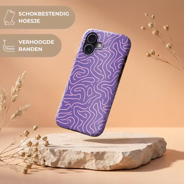 Telefoonhoesje Toughcase - Paars - Roze - Abstract - Lijnen - Doolhof - Patroon — 5