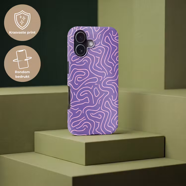 Telefoonhoesje Toughcase - Paars - Roze - Abstract - Lijnen - Doolhof - Patroon — 7