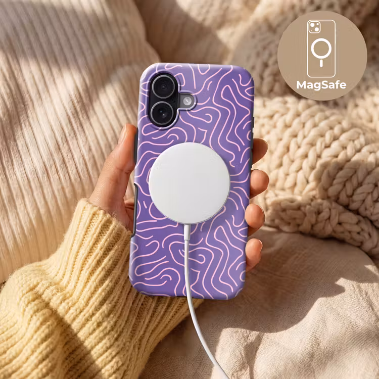 Telefoonhoesje Toughcase - Paars - Roze - Abstract - Lijnen - Doolhof - Patroon — 8