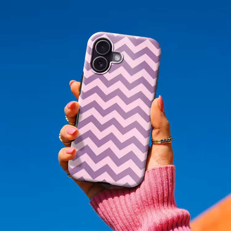 Telefoonhoesje Toughcase - Paars - Roze - Geometrisch - Chevron - Zigzag - Patroon — 2