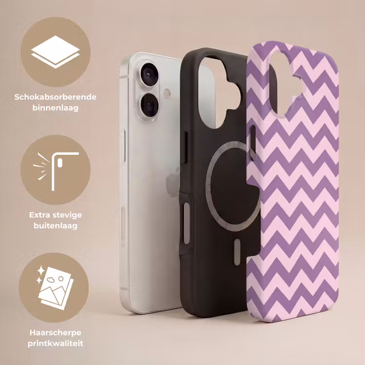 Telefoonhoesje Toughcase - Paars - Roze - Geometrisch - Chevron - Zigzag - Patroon — 3