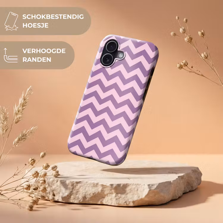 Telefoonhoesje Toughcase - Paars - Roze - Geometrisch - Chevron - Zigzag - Patroon — 5