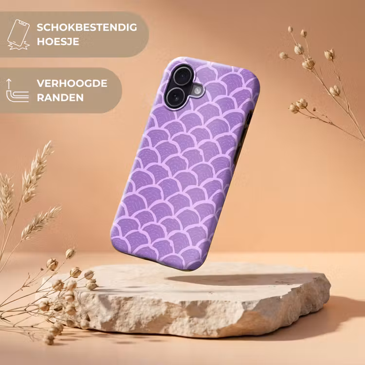 Telefoonhoesje Toughcase - Paars - Schubber - Schelpen - Handgetekend - Patroon — 5