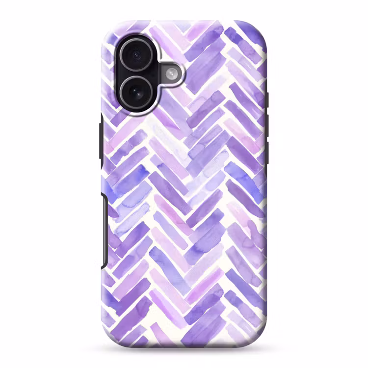 Telefoonhoesje Toughcase - Paars - Visgraat - Aquarel - Penseelstreken - Patroon — 1