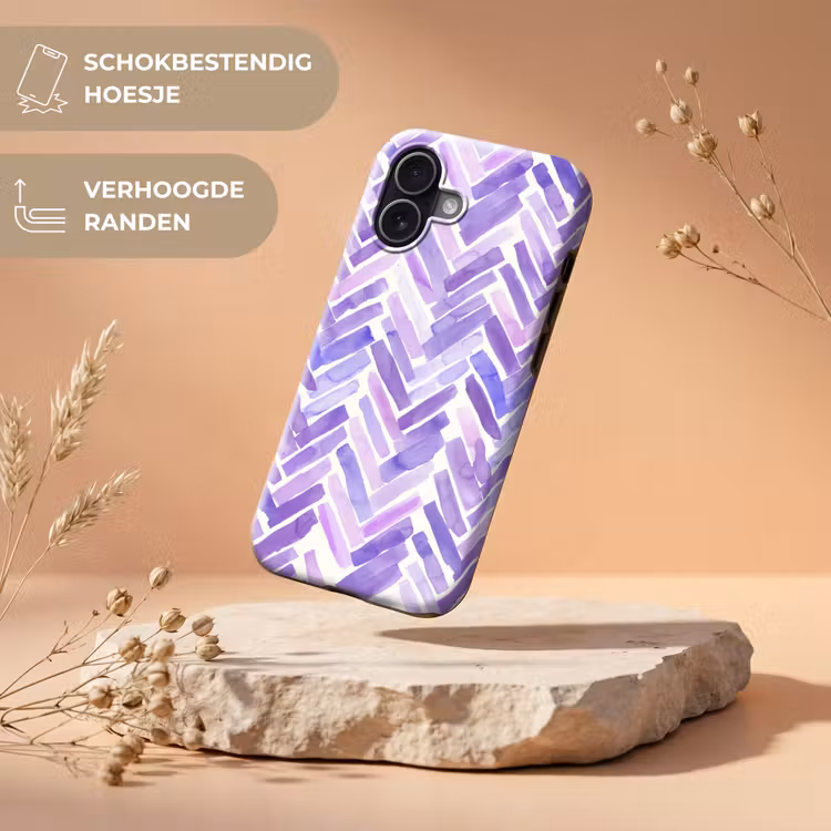 Telefoonhoesje Toughcase - Paars - Visgraat - Aquarel - Penseelstreken - Patroon — 5